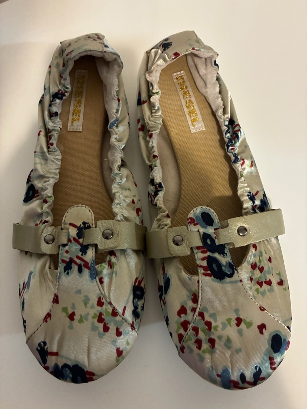 Diesel cream floral-printed slip-on flats